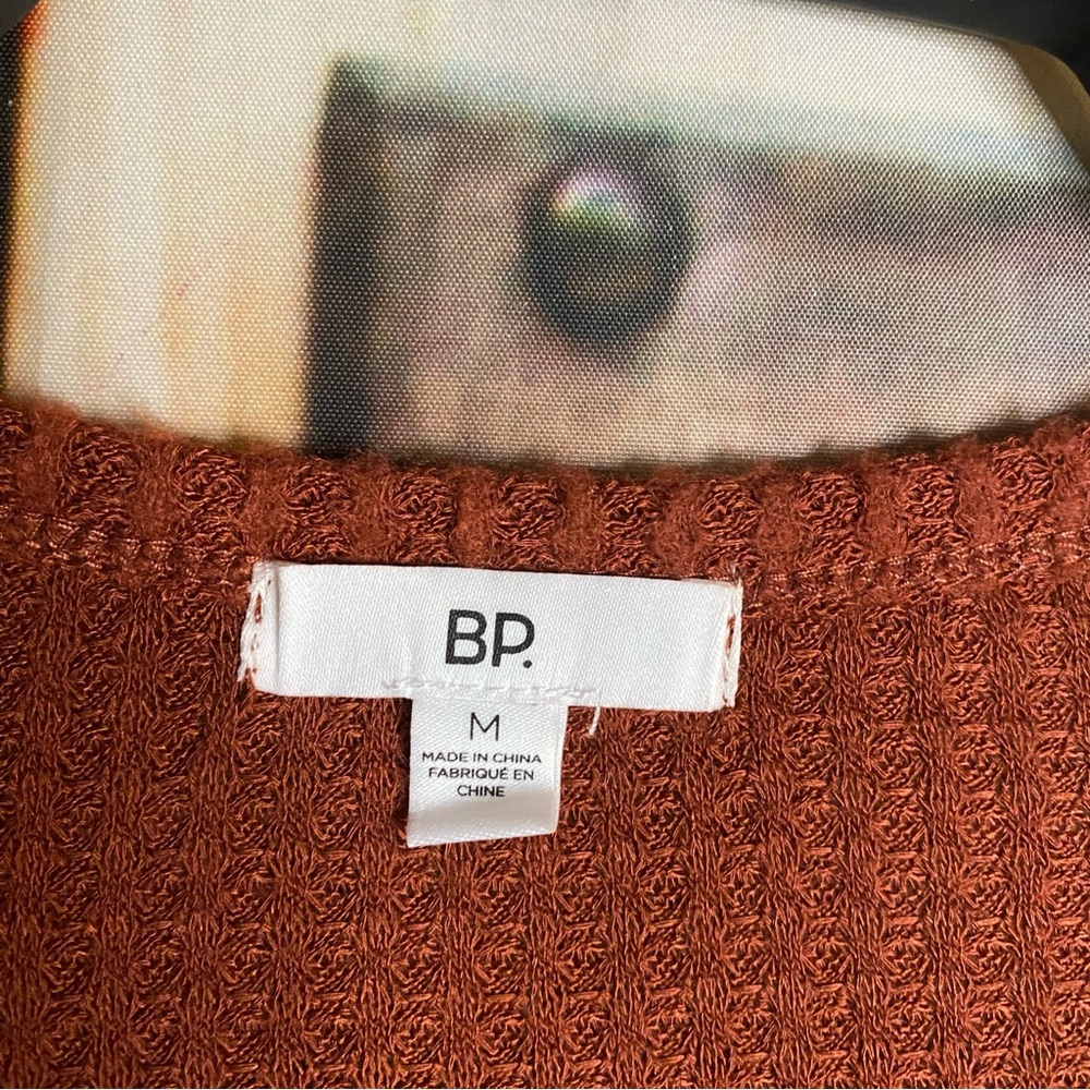 BP Waffle Crop Thermal Long Sleeve Top Rust Brown - Picture 4 of 4